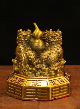 黄铜麒麟摆件黄铜八卦麒麟阵福禄麒麟葫芦麒麟元宝装饰麒麟工艺品