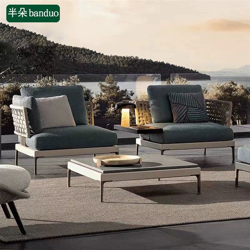 户外沙发休闲室外内实木柚木铝合金防水庭院露台花园藤编家具组合,淘宝优惠券,粉丝福利购,淘宝优惠卷