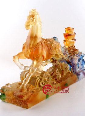 琉璃马摆件财运亨通创意时尚家居办公室装饰品客厅工艺品开业礼品