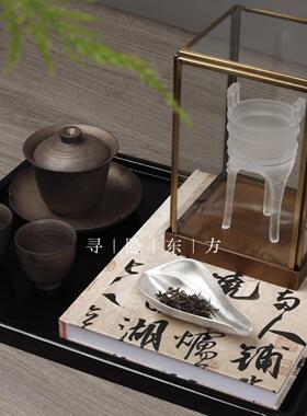 新中式美学艺术样板间样品屋展示中心会所书房茶室琉璃香炉金属釉
