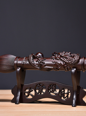 黑檀实木雕刻文昌笔摆件大笔进财红木家居店铺装饰工艺品开业送礼