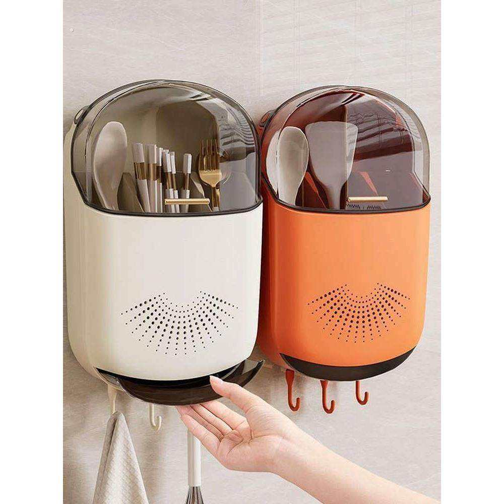 筷子筒筷笼免打孔厨房置物架勺子收纳桶塑料挂墙式沥水筷子收纳盒,淘宝优惠券,粉丝福利购,淘宝优惠卷