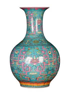 景德镇陶瓷器仿古粉彩珐琅彩花瓶装饰品摆件家居客厅博古架插大号