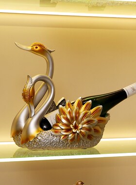 中式创意天鹅红酒架摆件客厅斜放玄关鞋柜酒柜装饰品乔迁新居礼品