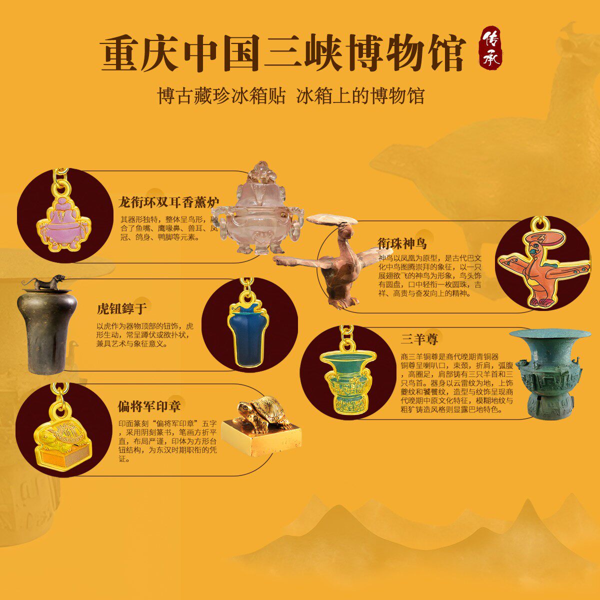 重庆中国三峡博物馆马年新款冰箱贴磁吸文创礼品伴手礼生日礼物