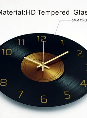 唱片时钟网红客厅挂钟复古高级感壁挂钟家用静音高档钟表装饰摆件