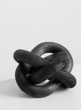 简约碳化木几何摆件套环装饰摆设客厅玄关展厅酒店软装桌面装饰品