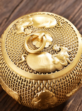 五牛纯铜茶叶罐小号金属存茶盒茶仓普洱密封罐高档醒茶储存罐子