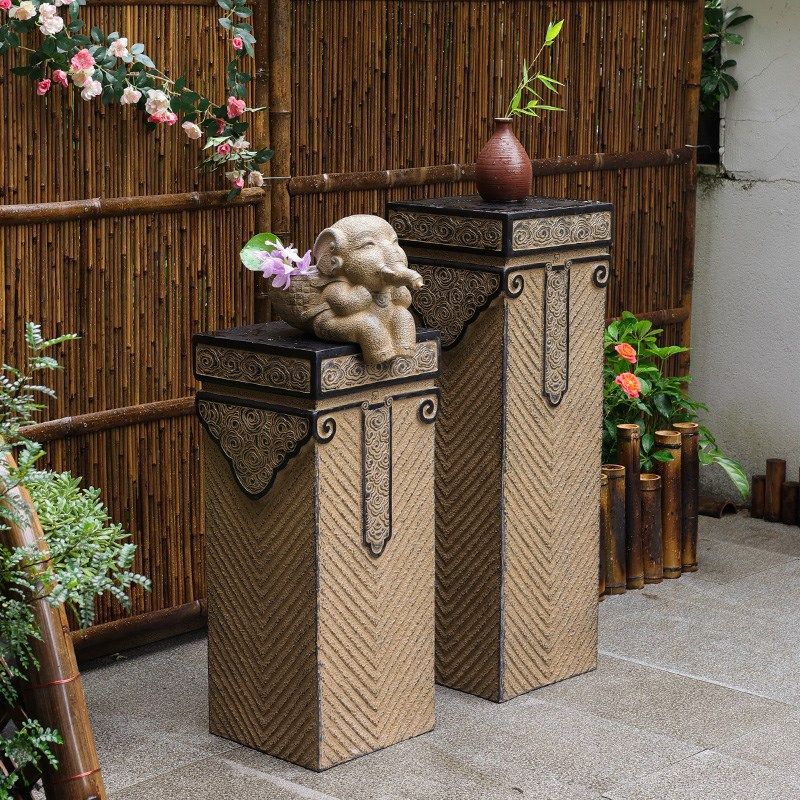 新中式禅意仿古祥云展示柱落地摆件栓马柱家居客厅玄关装饰品底座,淘宝优惠券,粉丝福利购,淘宝优惠卷