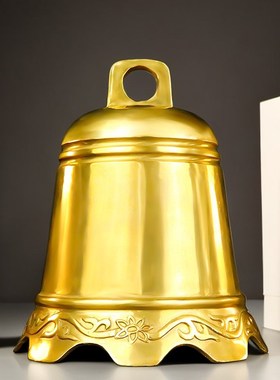 铜钟摆件纯黄铜挂钟寺庙大铜钟铜铃铛挂件铜铃化解五黄二黑小铜钟