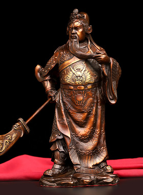 纯铜关公佛像摆件提刀武财神关圣帝君关二爷家居店铺装饰礼品