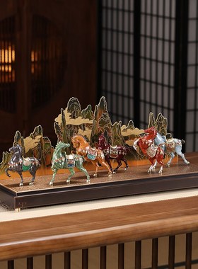 朱炳仁铜 千秋骏业摆件昭陵六骏马摆件家居玄关桌面装饰工艺礼品