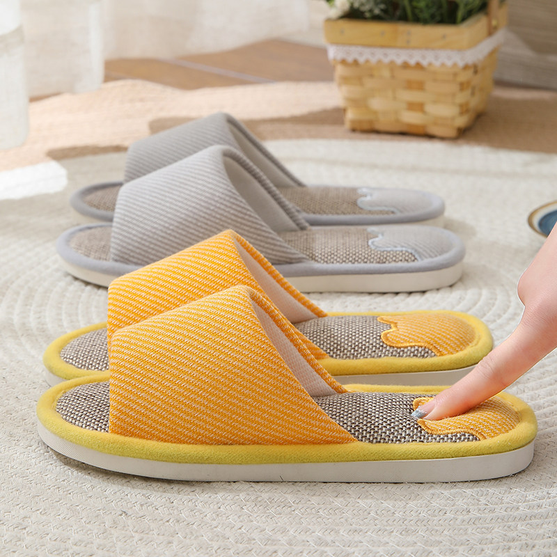 亚麻拖鞋男女四季厚底防滑居家室内透气舒适情侣款凉拖鞋软底静音