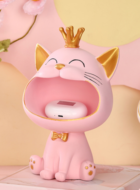 创意招财猫进门钥匙收纳摆件入户玄关鞋柜电视柜家居装饰乔迁礼物