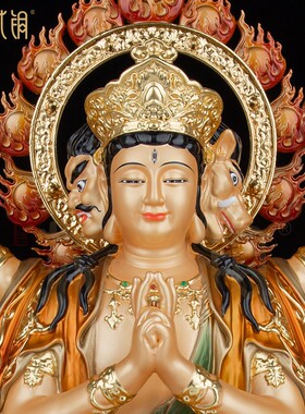 纯铜彩绘斗姆元君贴金供奉神像