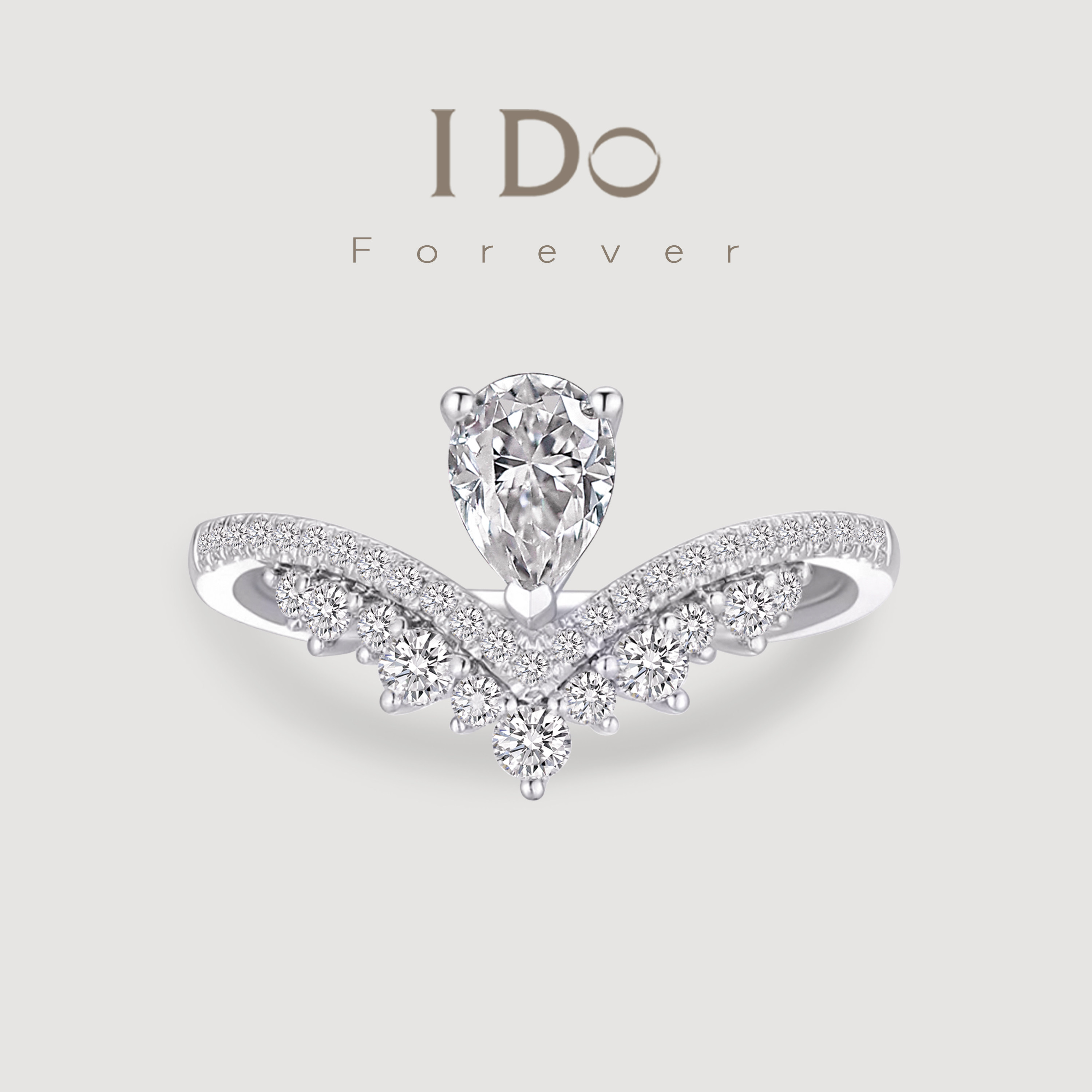 IDO Forever cultured diamond water drop 70-point ring