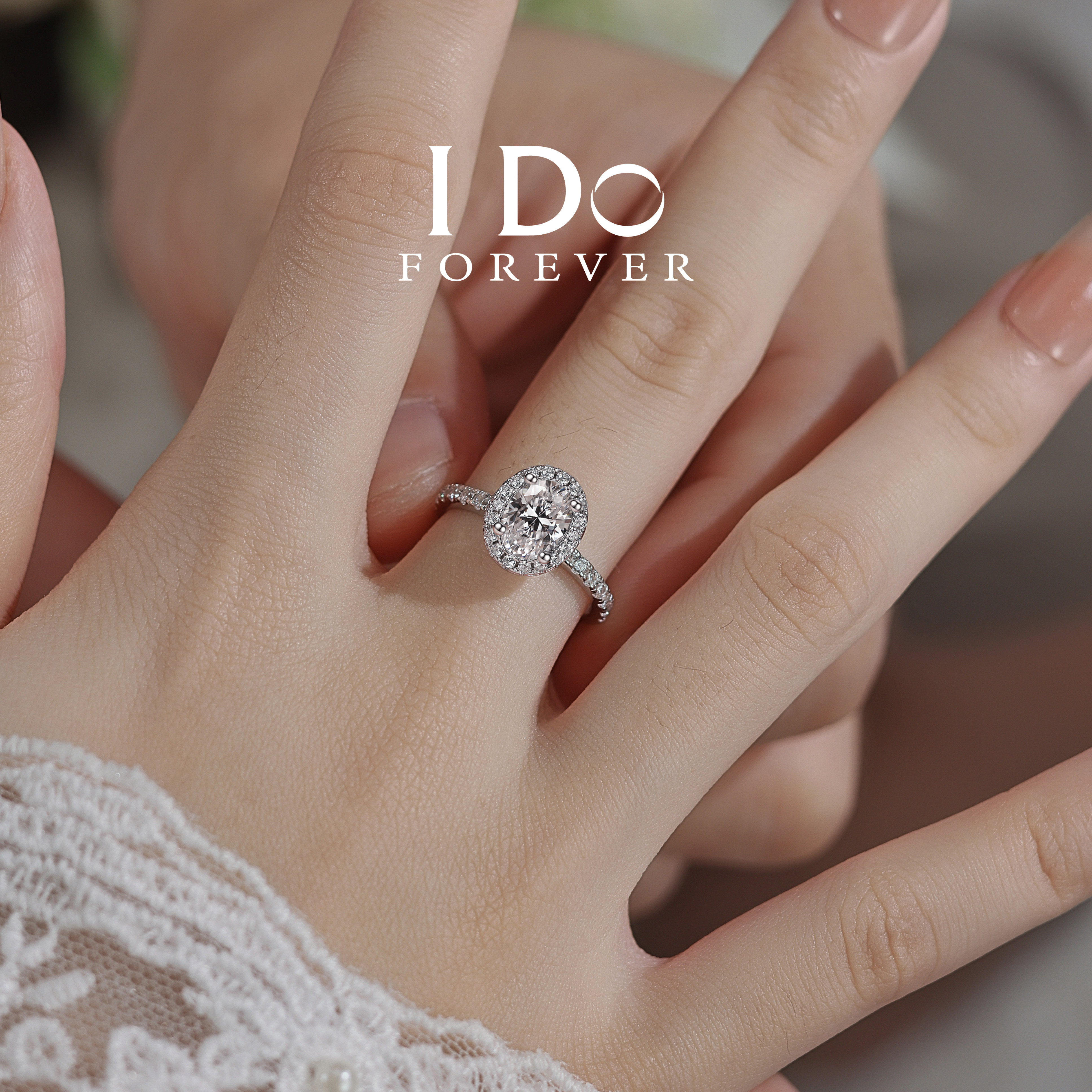IDO Forever cultured diamond pigeon egg diamond ring