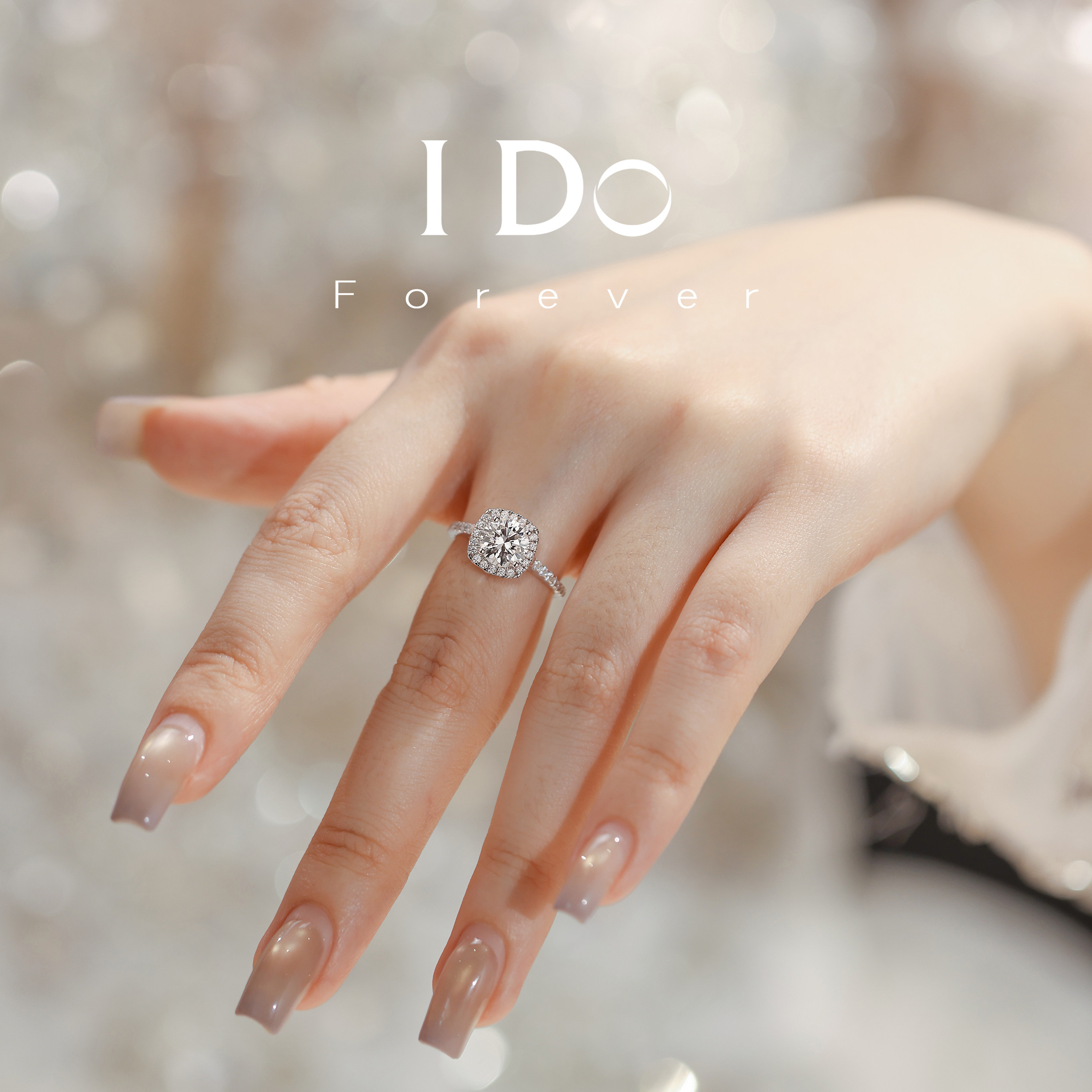 I DO Forever cultivated diamond ring proposal one carat artificial synthetic small sugar cube ring
