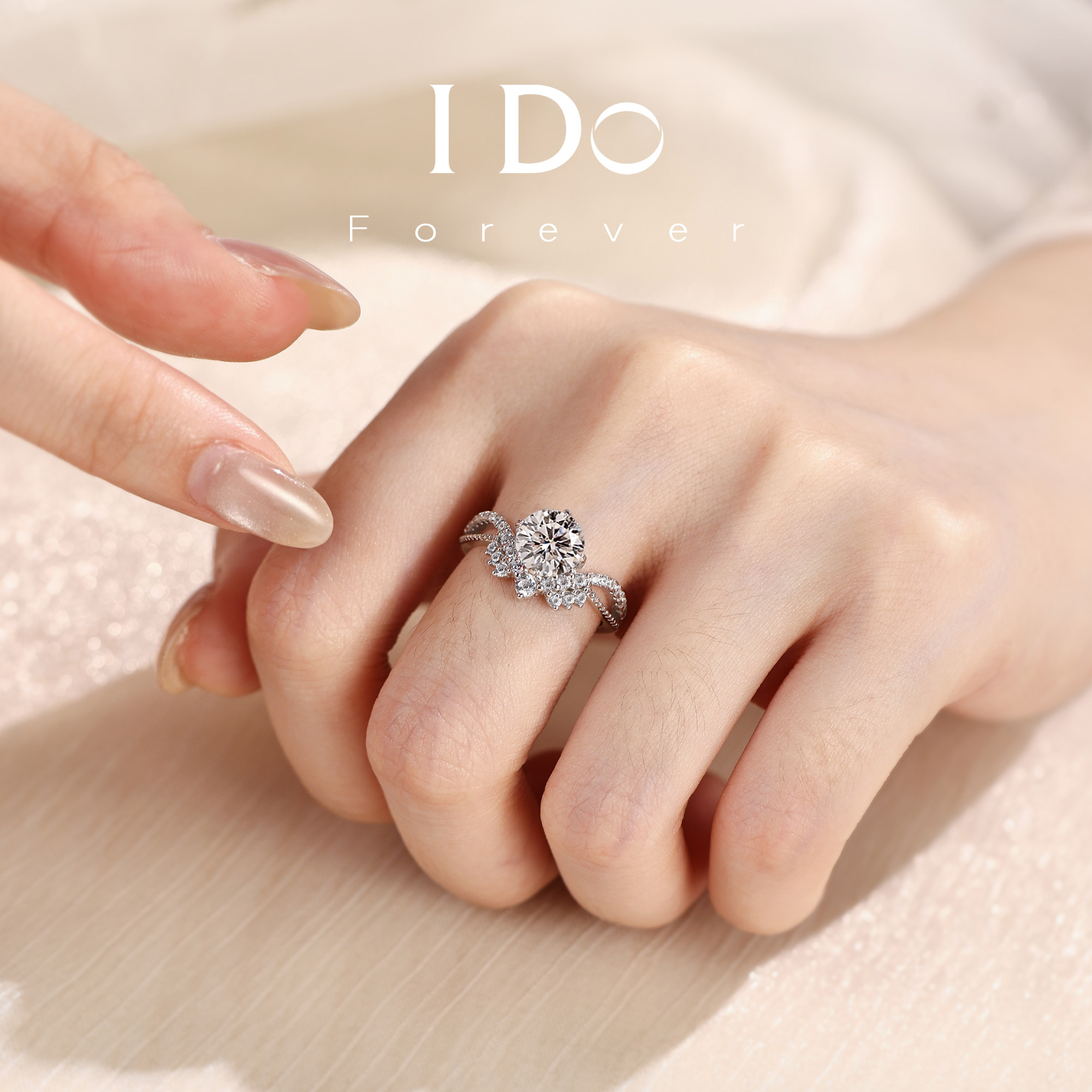 IDO Forever cultured diamond cluster setting wedding ring