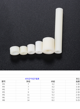 M3绝缘柱塑料直通柱尼龙套管间隔柱ABS垫片垫圈圆孔支柱间隔柱