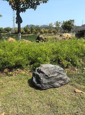 户外庭院空心假山石井盖遮丑摆件