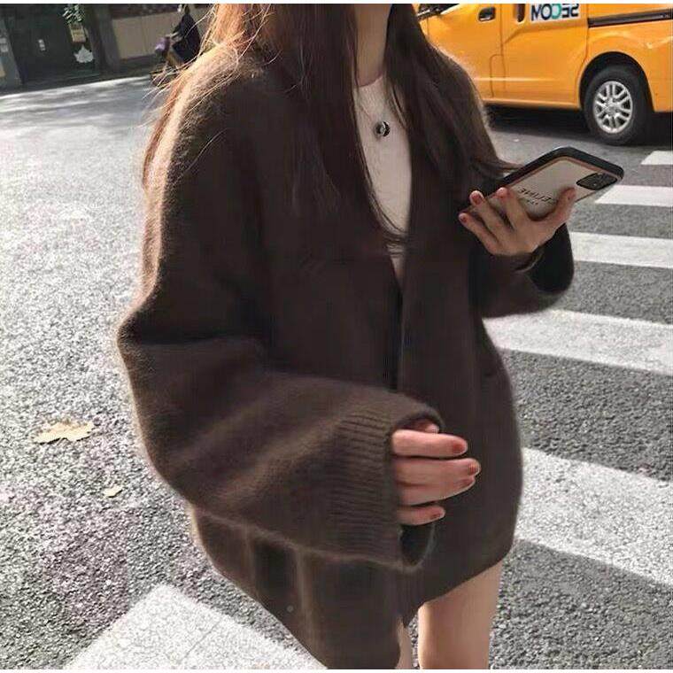 棕色风慵懒软糯毛衣外套女秋冬外穿毛韩系CSO女装马海针织衫开上,淘宝优惠券,粉丝福利购,淘宝优惠卷