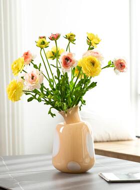 ins风创意奶玉斜口玻璃水培彩色瓶家居软装花瓶客厅餐桌插花摆件