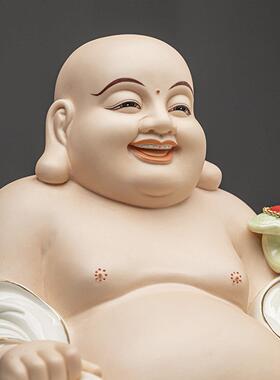 德化陶瓷弥勒佛摆件中式风格招财保平安创意弥勒佛桌面摆设