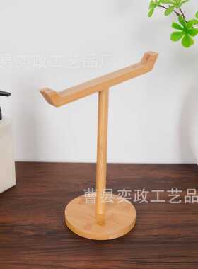 现代简约木质毛巾架桌面实木站立式面巾架家用木制T形毛巾收纳架