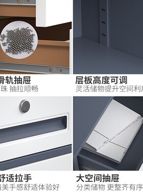 办公铁皮柜文件柜桌下抽屉柜移动矮柜储物柜带锁小柜子工具收纳柜