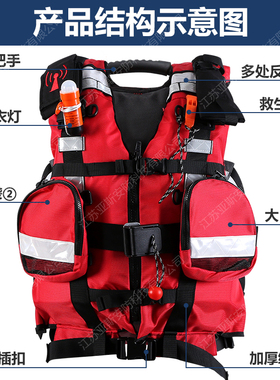 190N大浮力水域救援重型激流救生衣成人防汛专用背心马甲蓝天装备