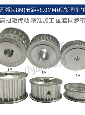 同步轮同步带套装8M 20齿同步轮圆弧齿 铝同步齿轮电机调速皮带轮
