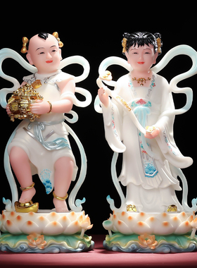 【普陀监制】汉白玉善财童子神像