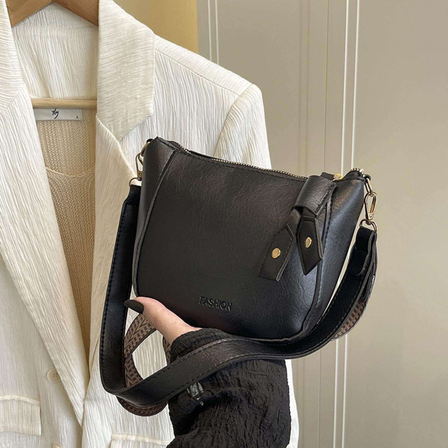 秋冬新款高级感小众斜挎包单肩女包简约宽肩带大容量马鞍斜挎包潮,淘宝优惠券,粉丝福利购,淘宝优惠卷