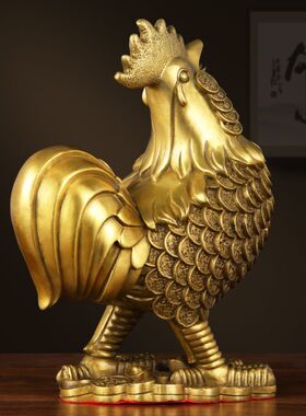 善品铜器十二生肖鸡工艺品金钱黄铜公鸡元宝鸡家居摆件厂家直销