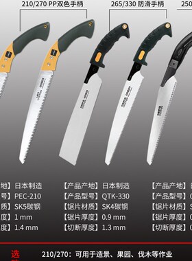 日本进口锯树刀折叠锯木头手锯小型手持木工锯园林伐木锯子手工锯