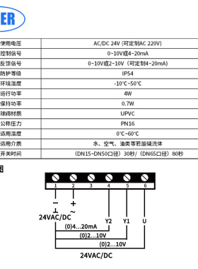 UPVC电动调节阀PVC球阀活接双由令塑料智能0-10V/4-20mA比例模拟