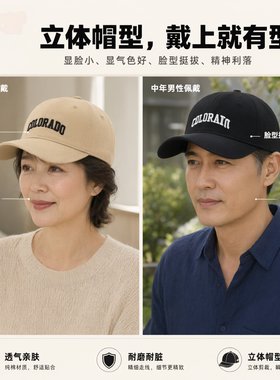 秋冬中年男女大檐骑行棒球帽