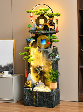 中式水幕墙客厅流水摆件循环水造景室内水景开业招财假山喷泉景观