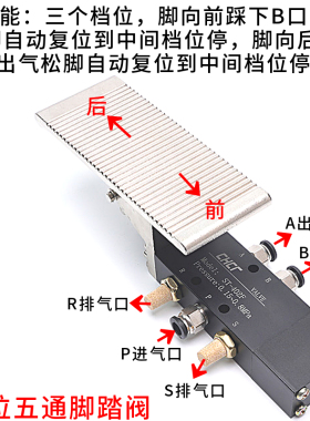 三位五通中封气动脚踏阀ST-402F脚踏控制开关脚踩开关