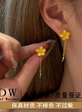 奥特莱斯18K金新中式宫廷风百合花耳钉花月佳期秀禾耳环女时尚大