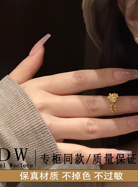奥特莱斯18K金轻奢清冷灵动萤火橙花耳钉女花黄水晶感耳饰
