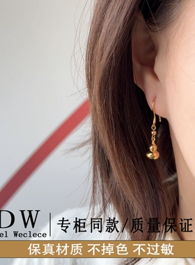 奥特莱斯18K金复古新中式轻奢亮面小葫芦耳环感国风气质精致个性