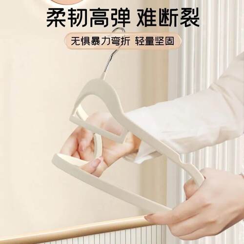 植绒衣架加厚防滑痕衣挂家用收纳衣服撑子干湿两用晾晒衣架挂衣 - 图2