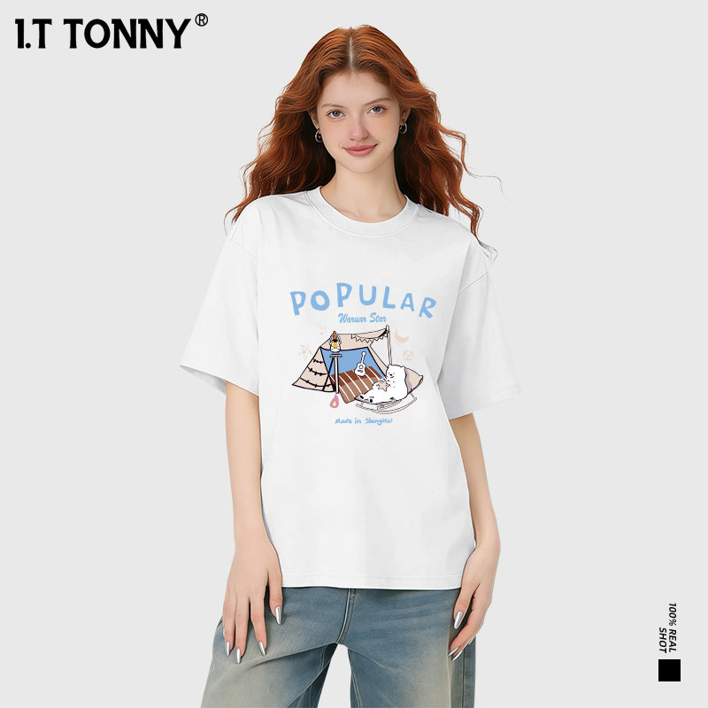 潮牌I.T TONNY官方小众印花新品动漫T恤情侣短袖上衣情侣款JW
