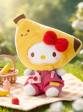 三丽鸥正版凯蒂猫毛绒背带裤挂件