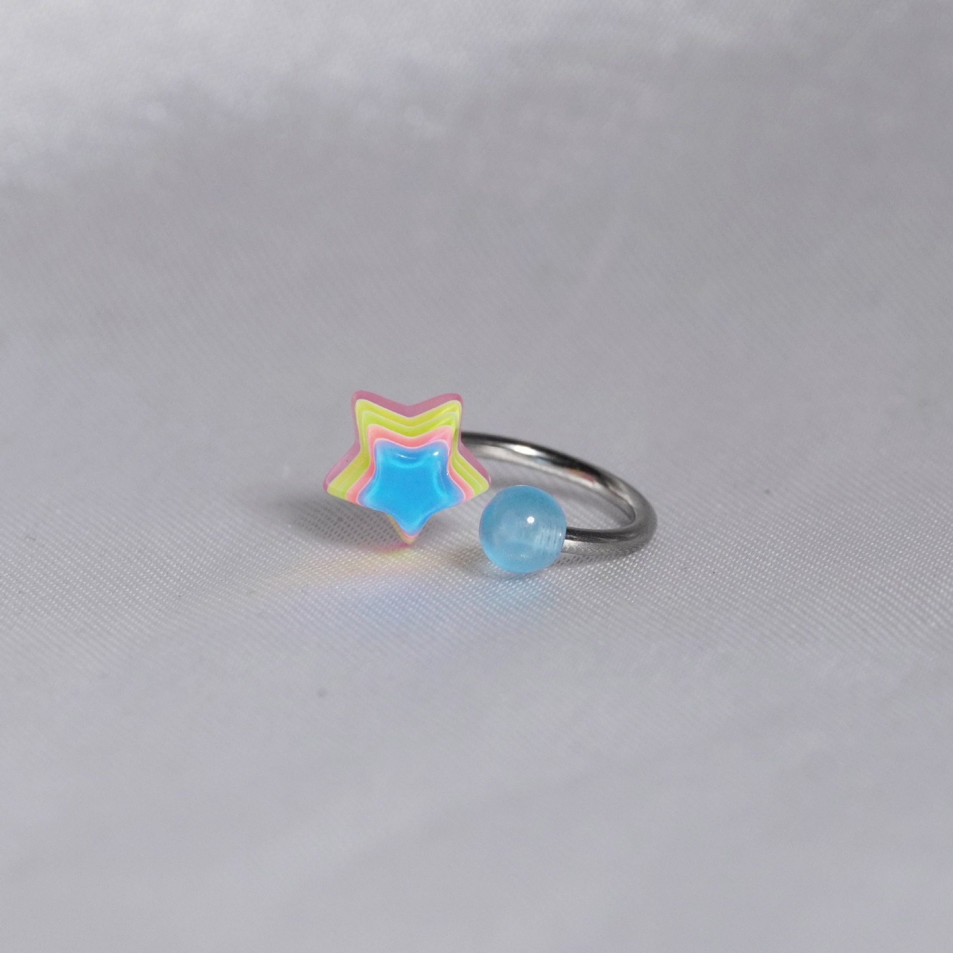 星星爱心唇环不锈钢马蹄环彩色树脂五角星耳骨环新款穿刺饰品,淘宝优惠券,粉丝福利购,淘宝优惠卷