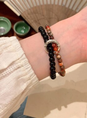 中式美学平安扣串珠手链女石手串