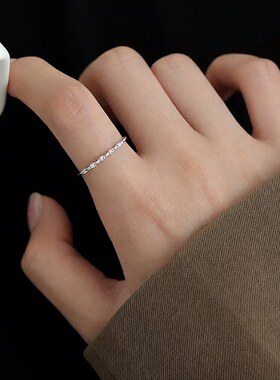 镶钻细戒指女日韩小众碎钻指环可