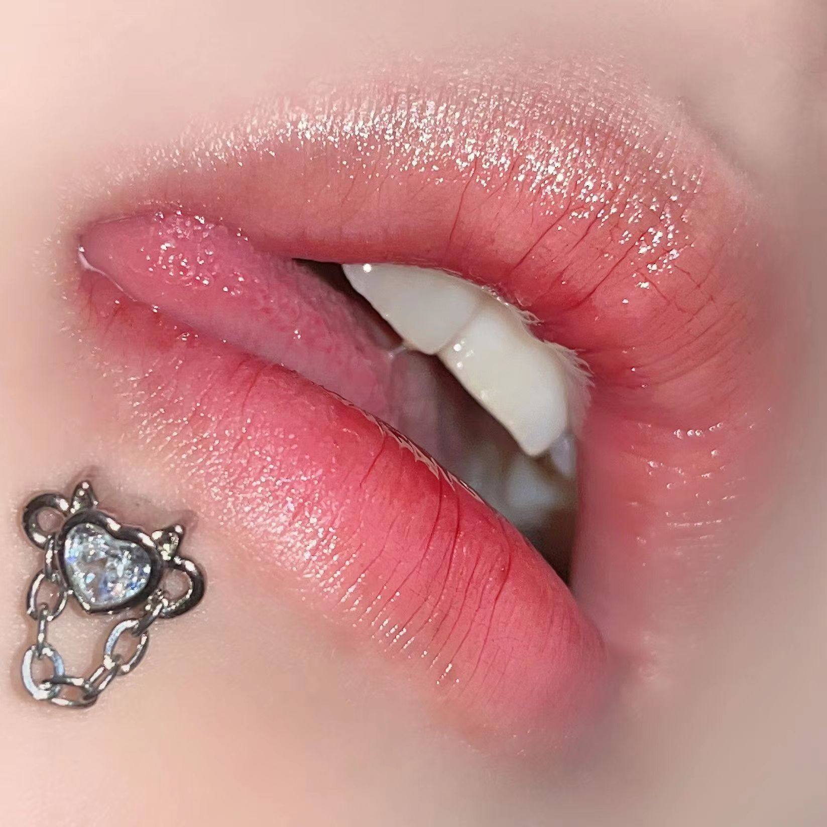 链条爱心唇钉三色耳骨钉不锈钢穿刺饰品辣妹小众,淘宝优惠券,粉丝福利购,淘宝优惠卷